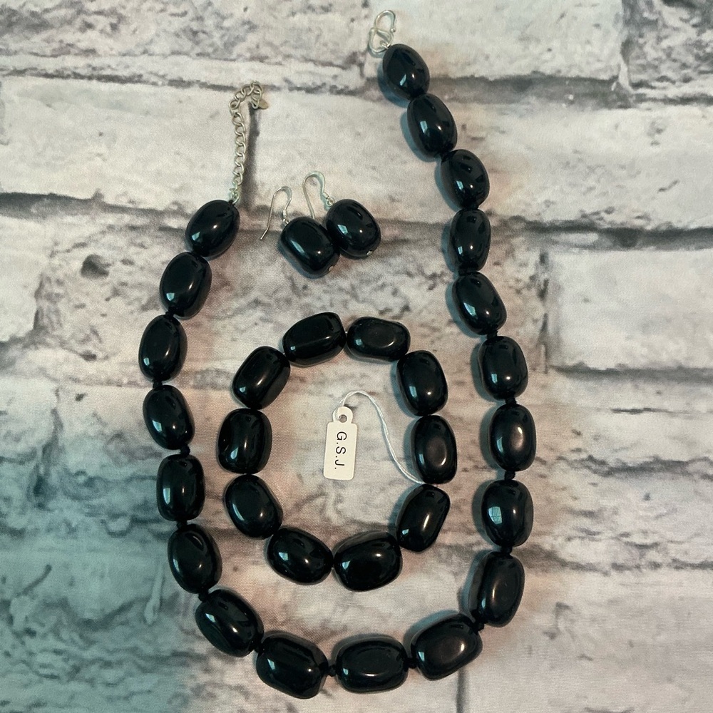 Classic Chalcedony Necklace, Bracelet, Earrings Set~
